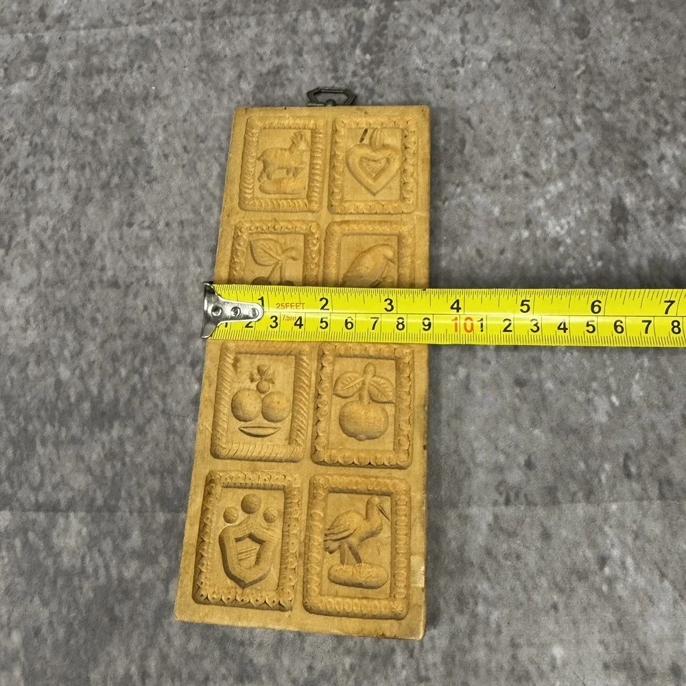 Vintage German Hand Carved Springerle Speculaas Wooden Cookie Mold Press 8 Panel
